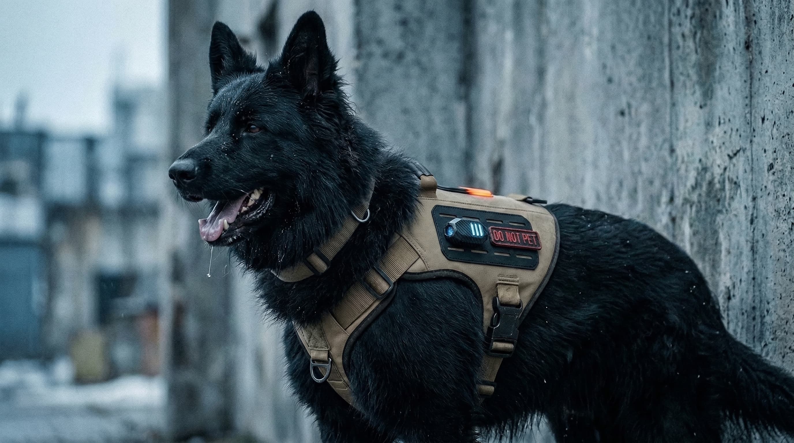 Exo-Core tactical exoskeleton in a dark field environment